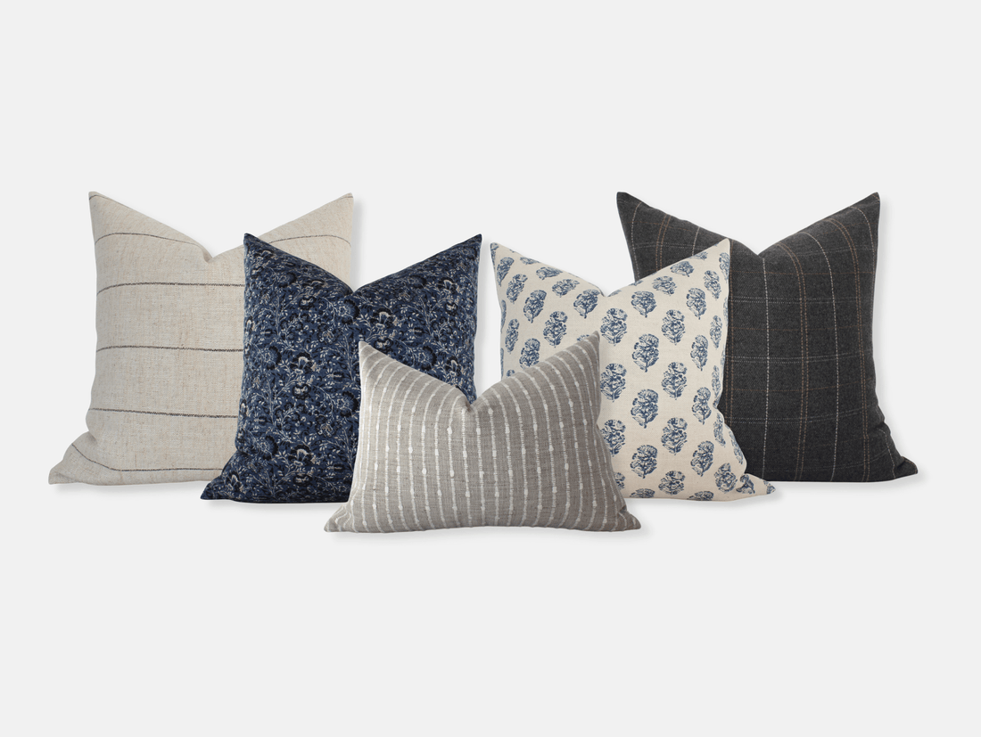 Grey and top blue pillows
