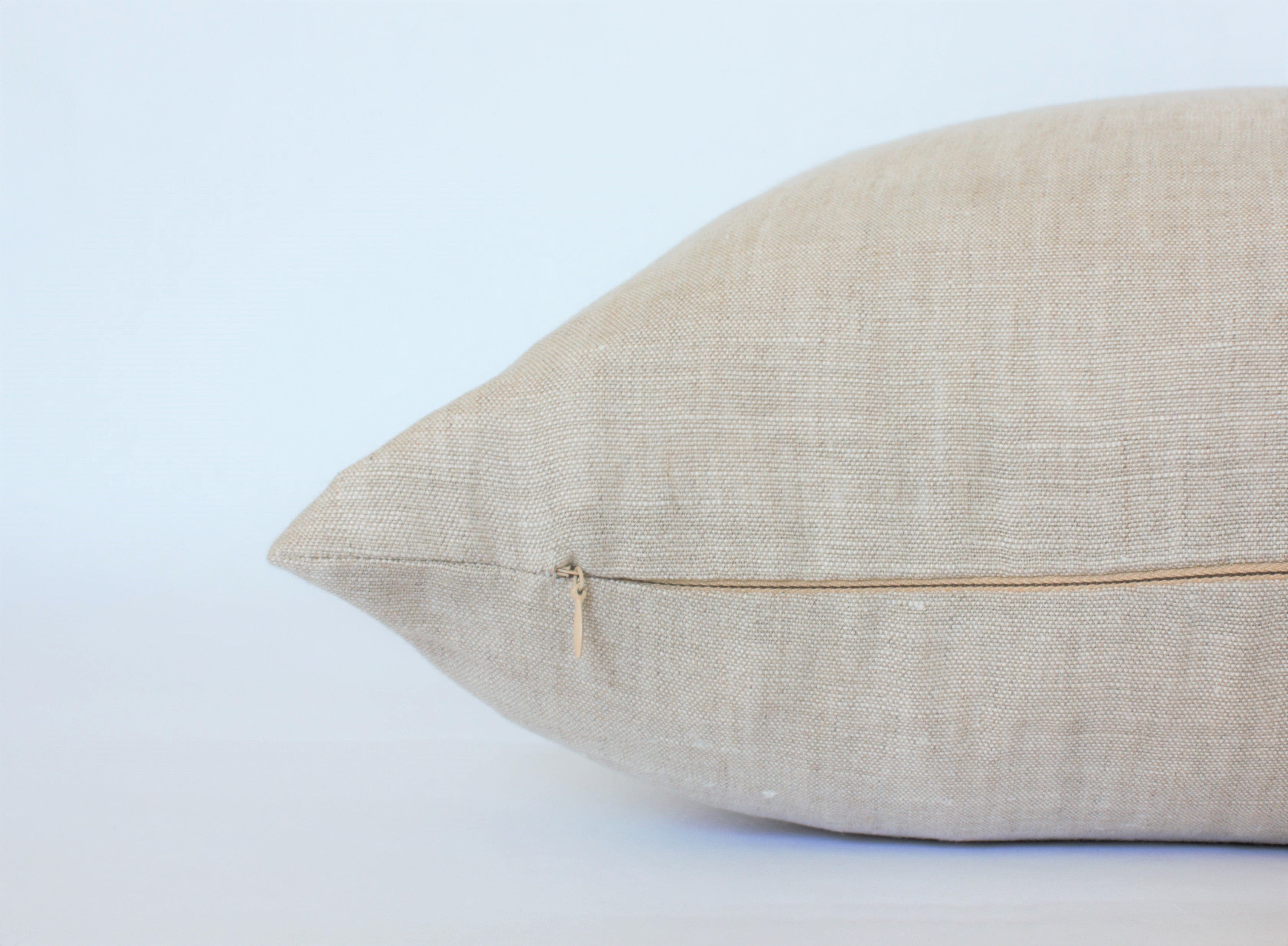 beige linen pillow cover with zipper