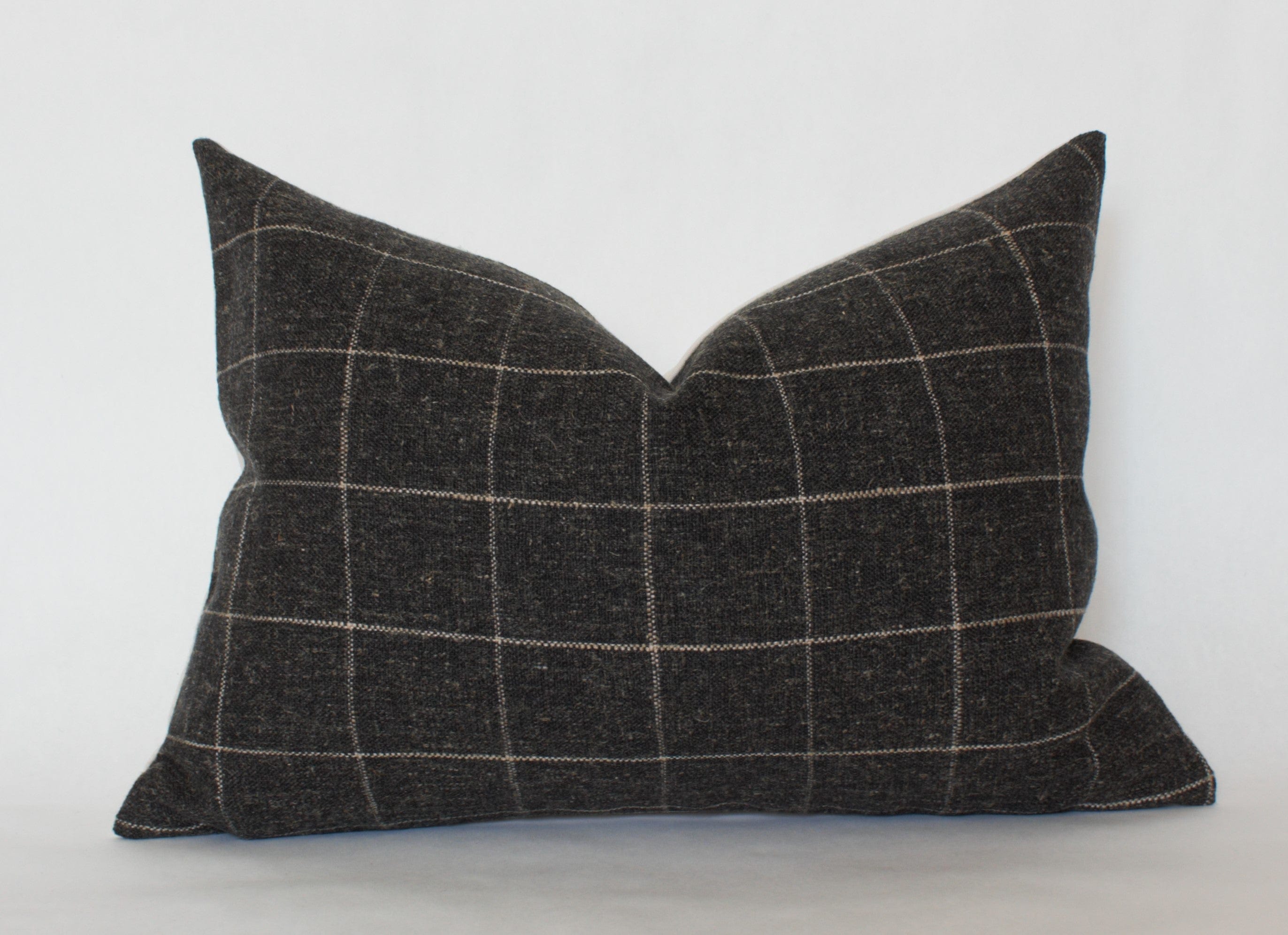black plaid lumbar pillow