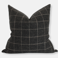 black plaid pillow cover
