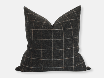 black plaid pillow cover