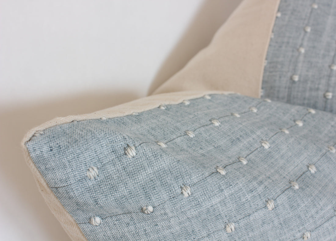 blue textured pillow