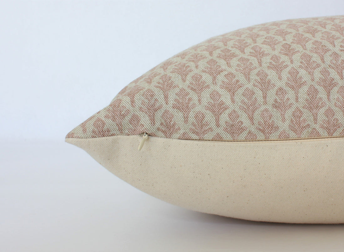 blush pink pillow with invisible zipper