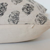 charcoal floral throw pillows with zipper