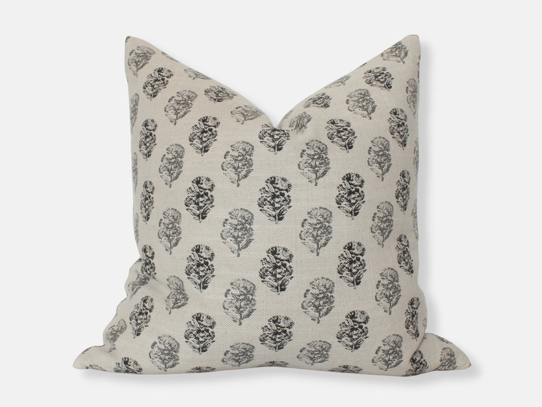 Gray floral pillow hotsell