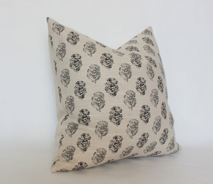 cream gray floral pillow cover