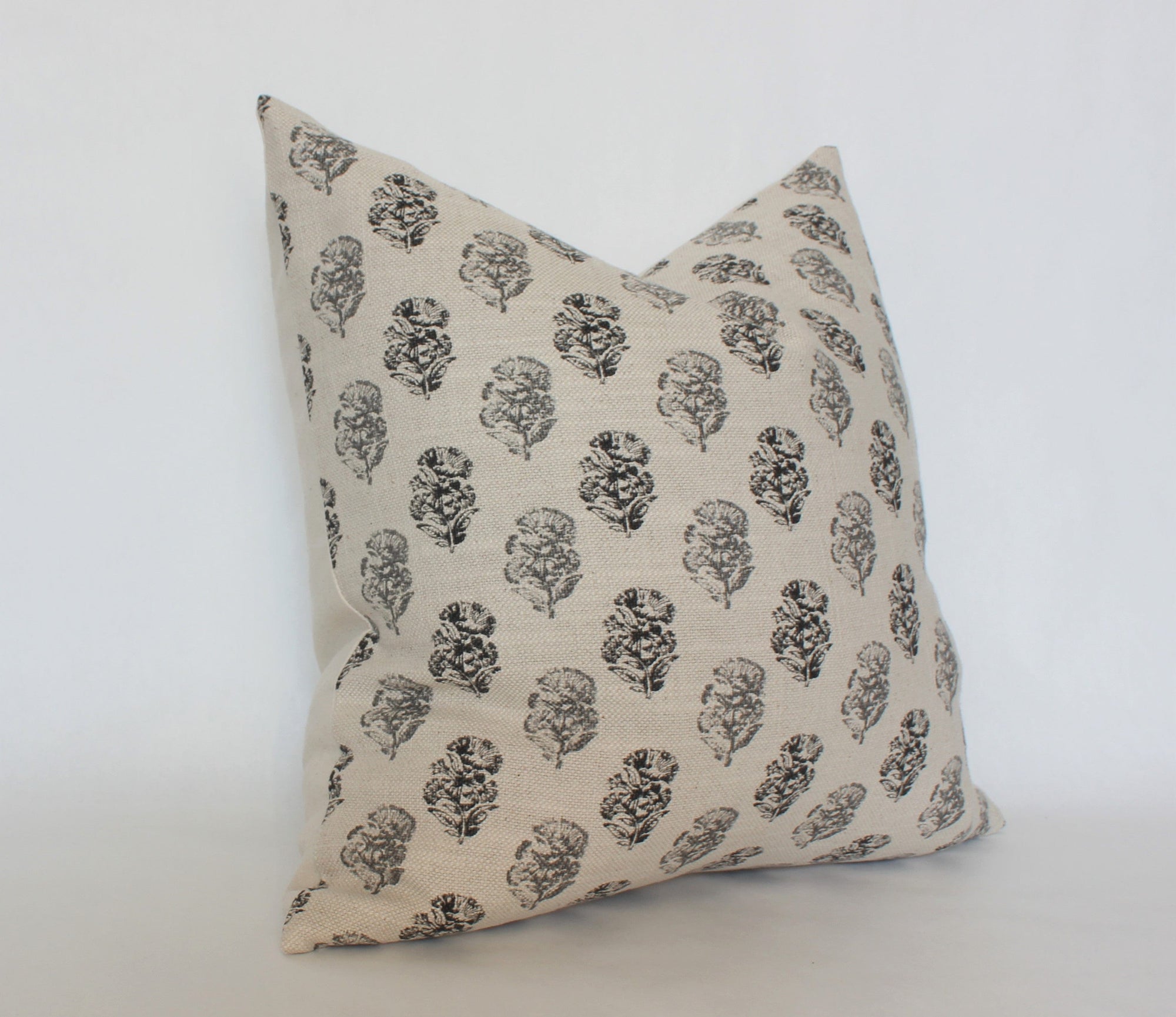 cream gray floral throw pillow