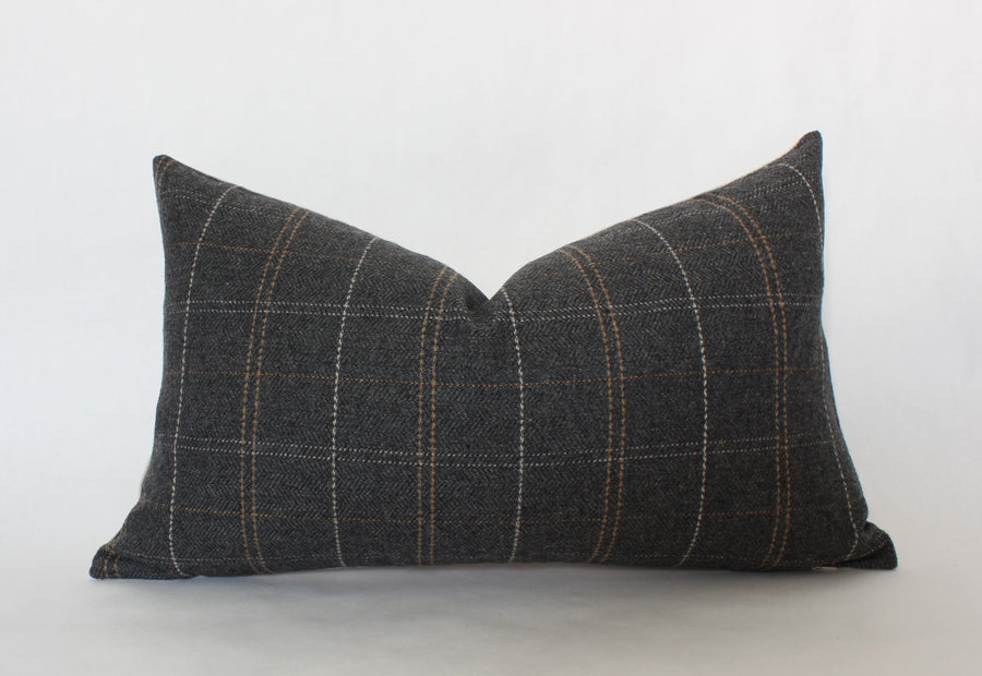 dark gray moody lumbar pillow