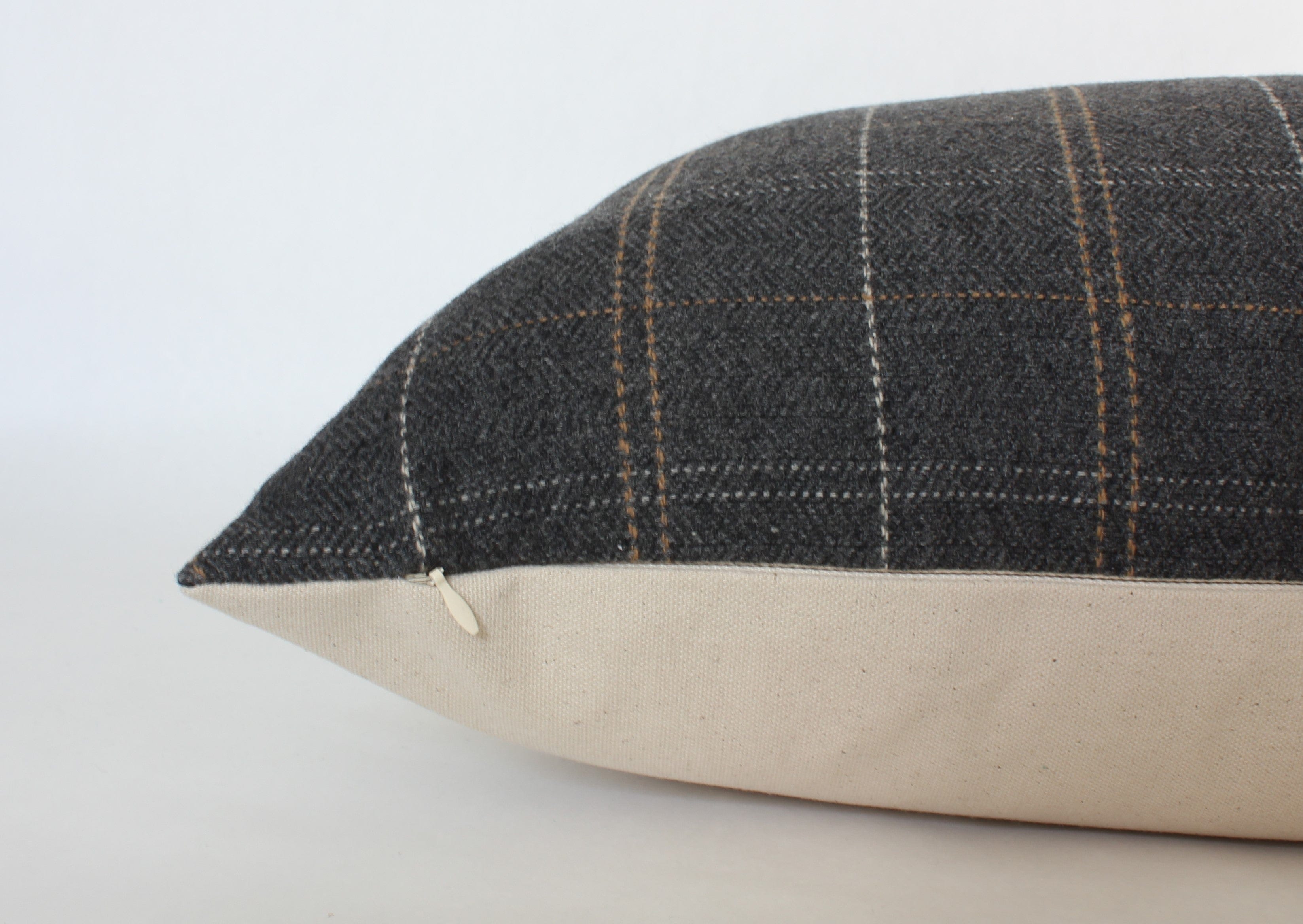 dark plaid pillow with invisible zipper 