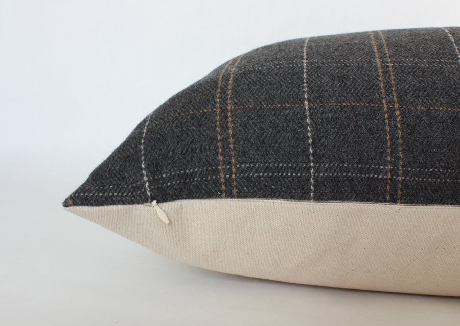 dark plaid pillow with invisible zipper