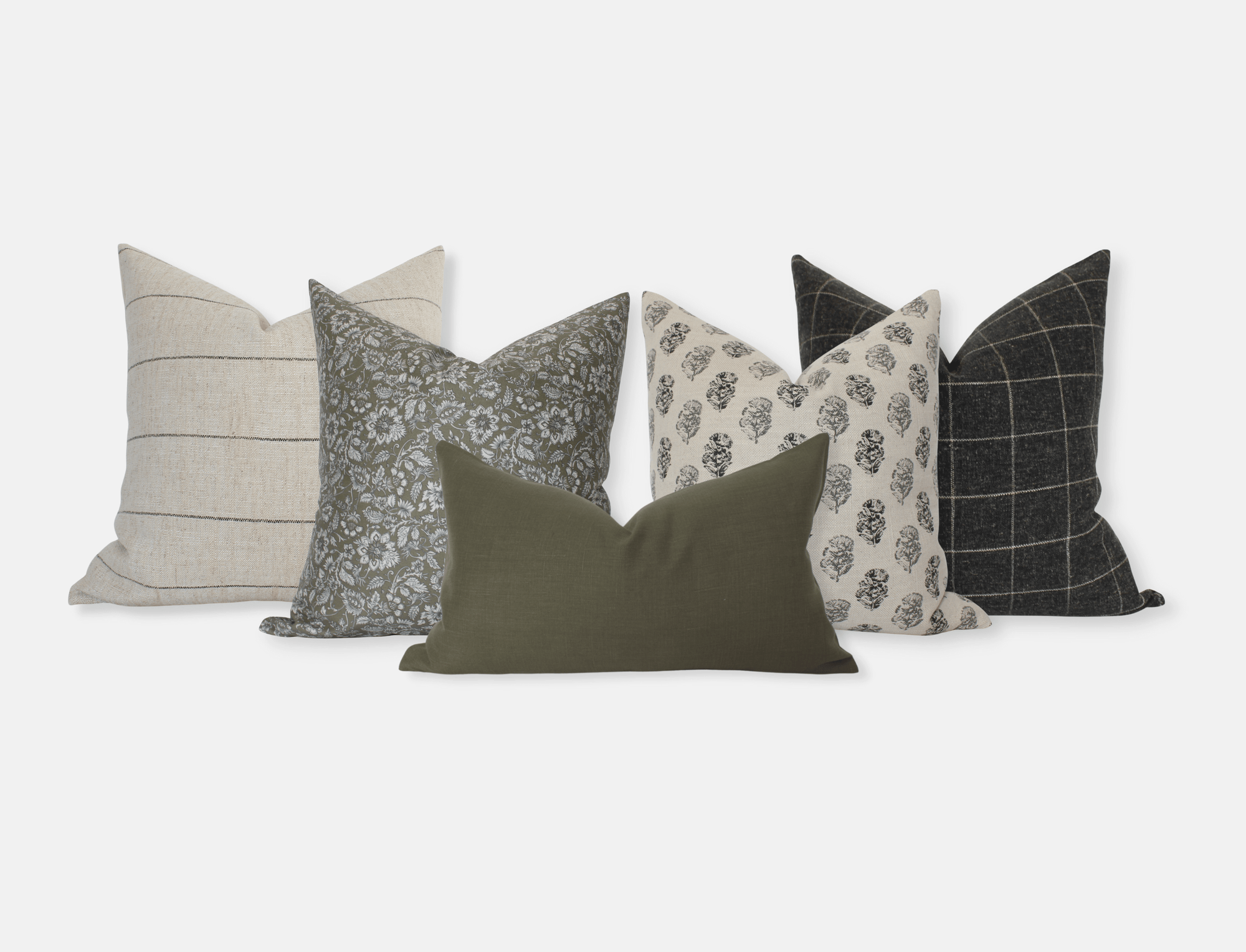 green and cream sofa pillow set of 5