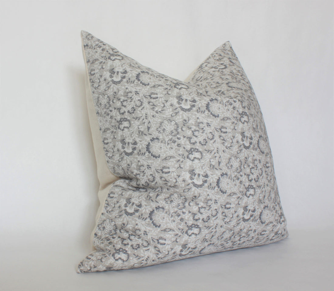 light gray floral throw pillow