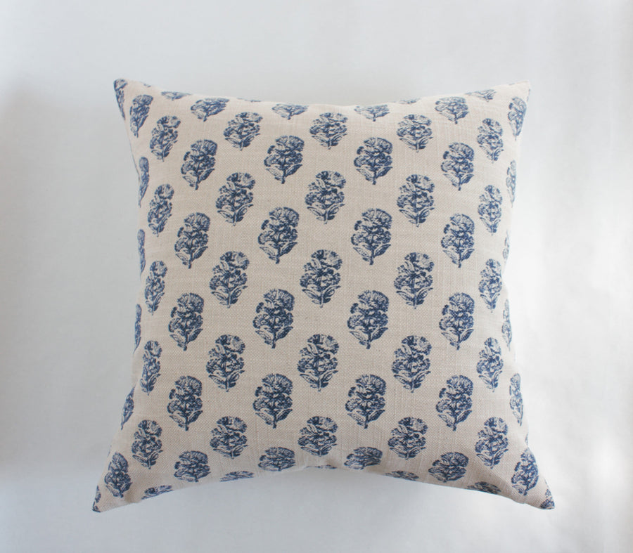 navy blue floral pillow