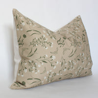 neutral floral lumbar pillow