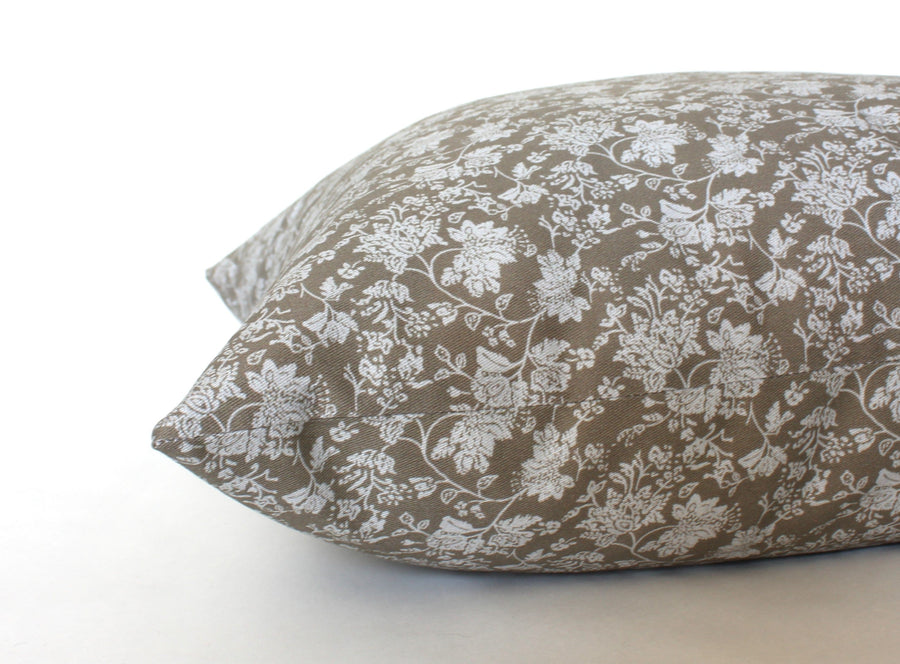 neutral floral pillow cover with zipper