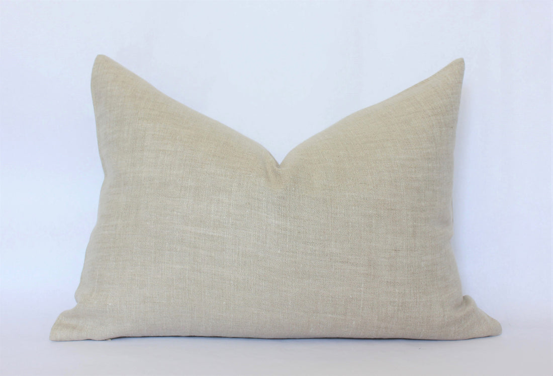 neutral linen lumbar pillow
