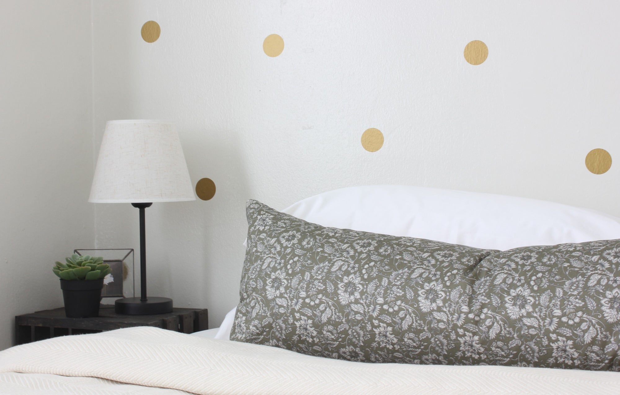 olive floral long lumbar for king bed