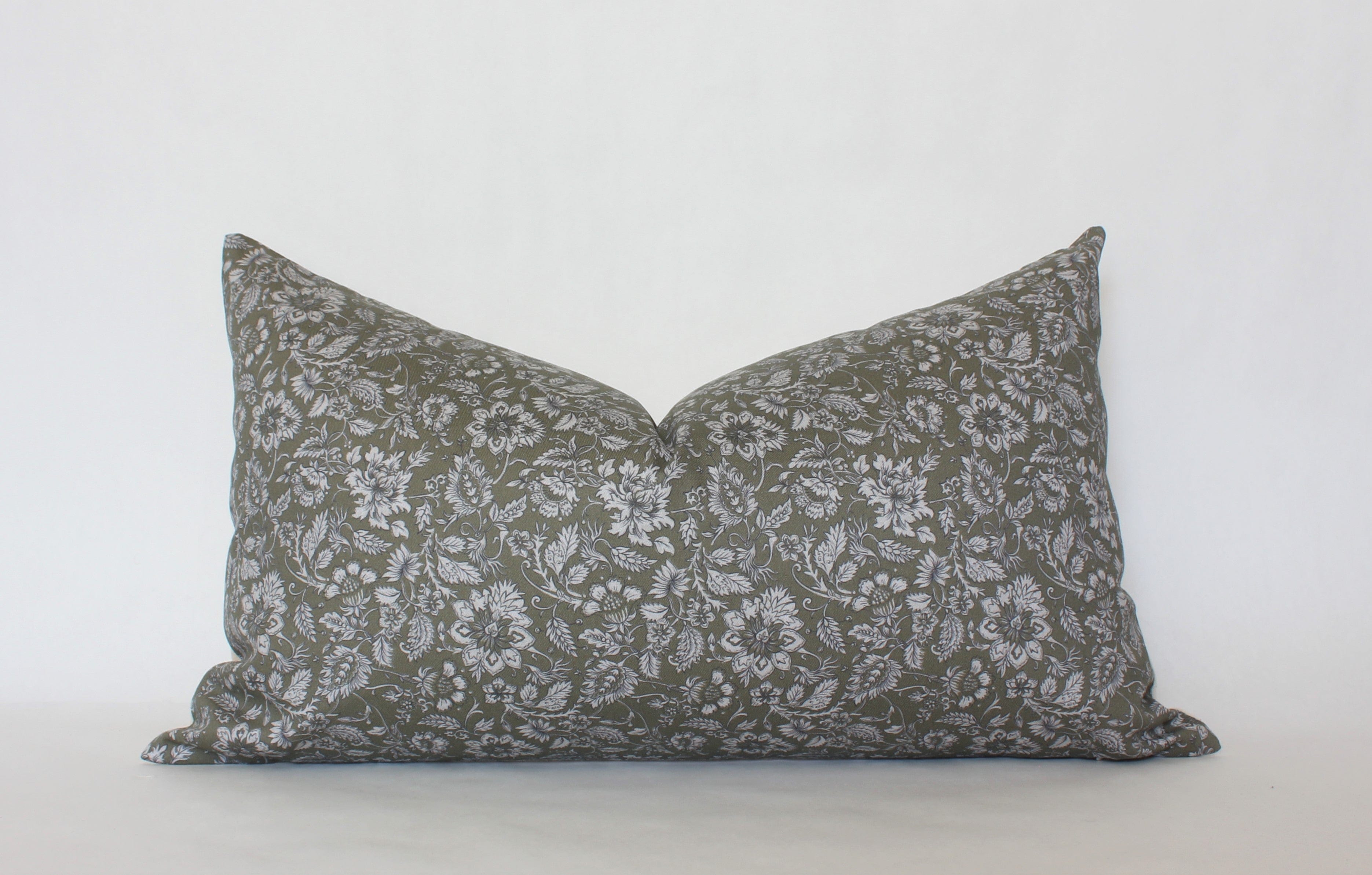 Olive Floral Lumbar Pillow Cover