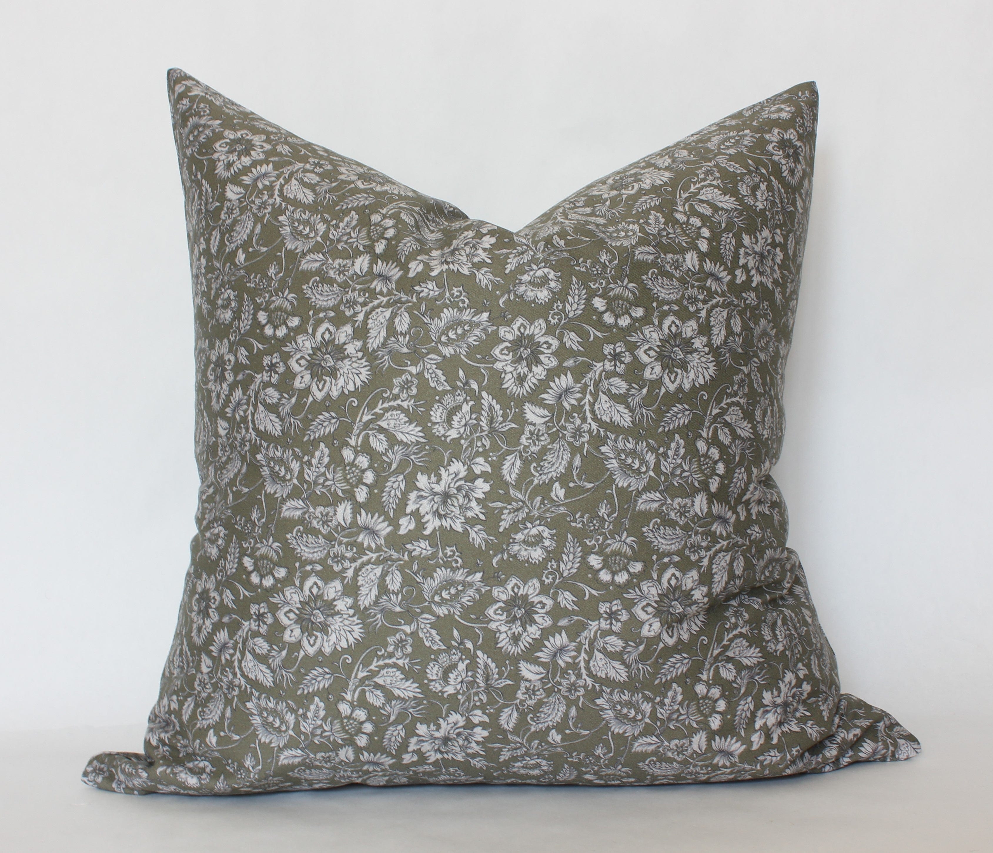olive green floral pillow
