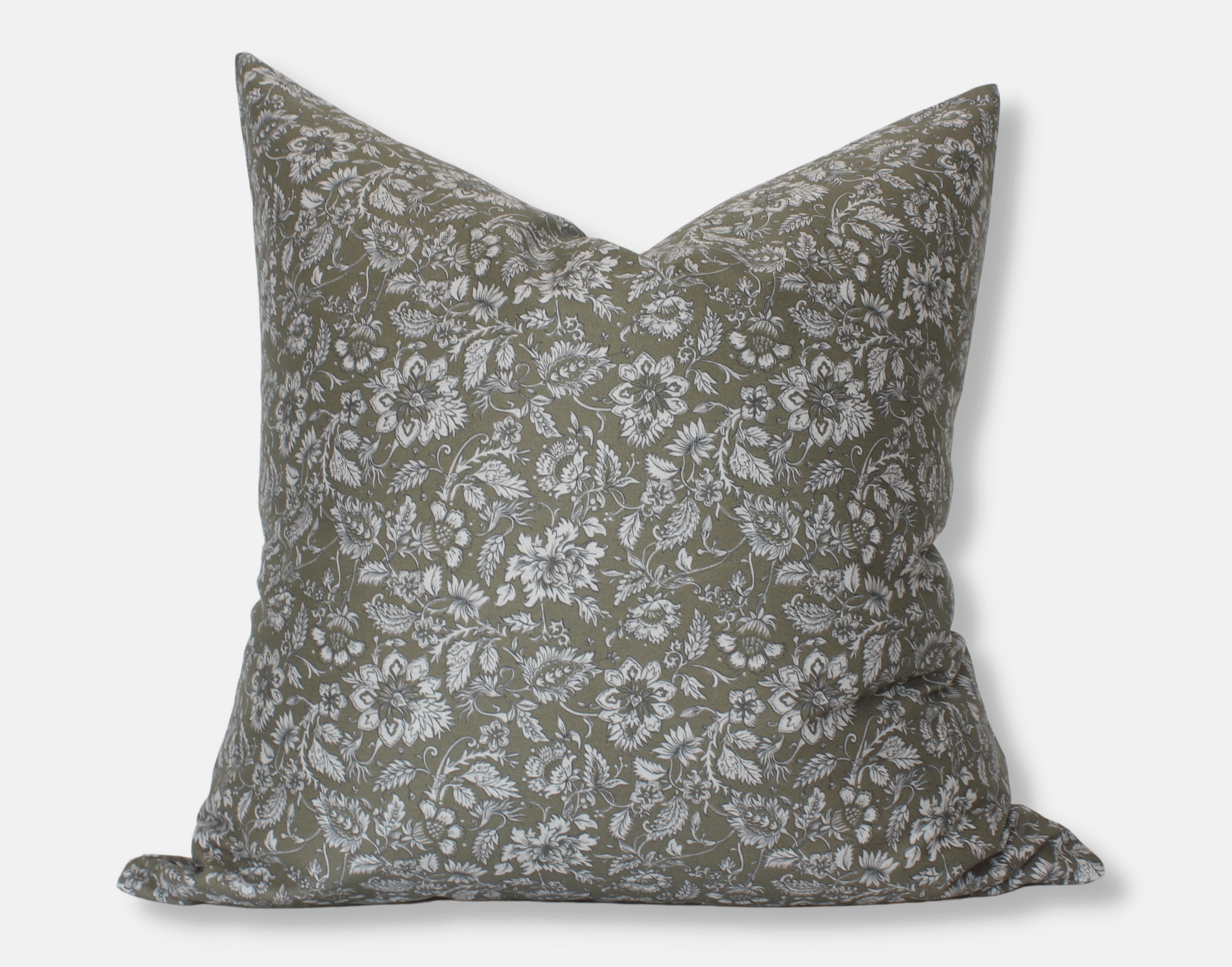 olive green floral pillow