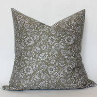 olive green floral pillow