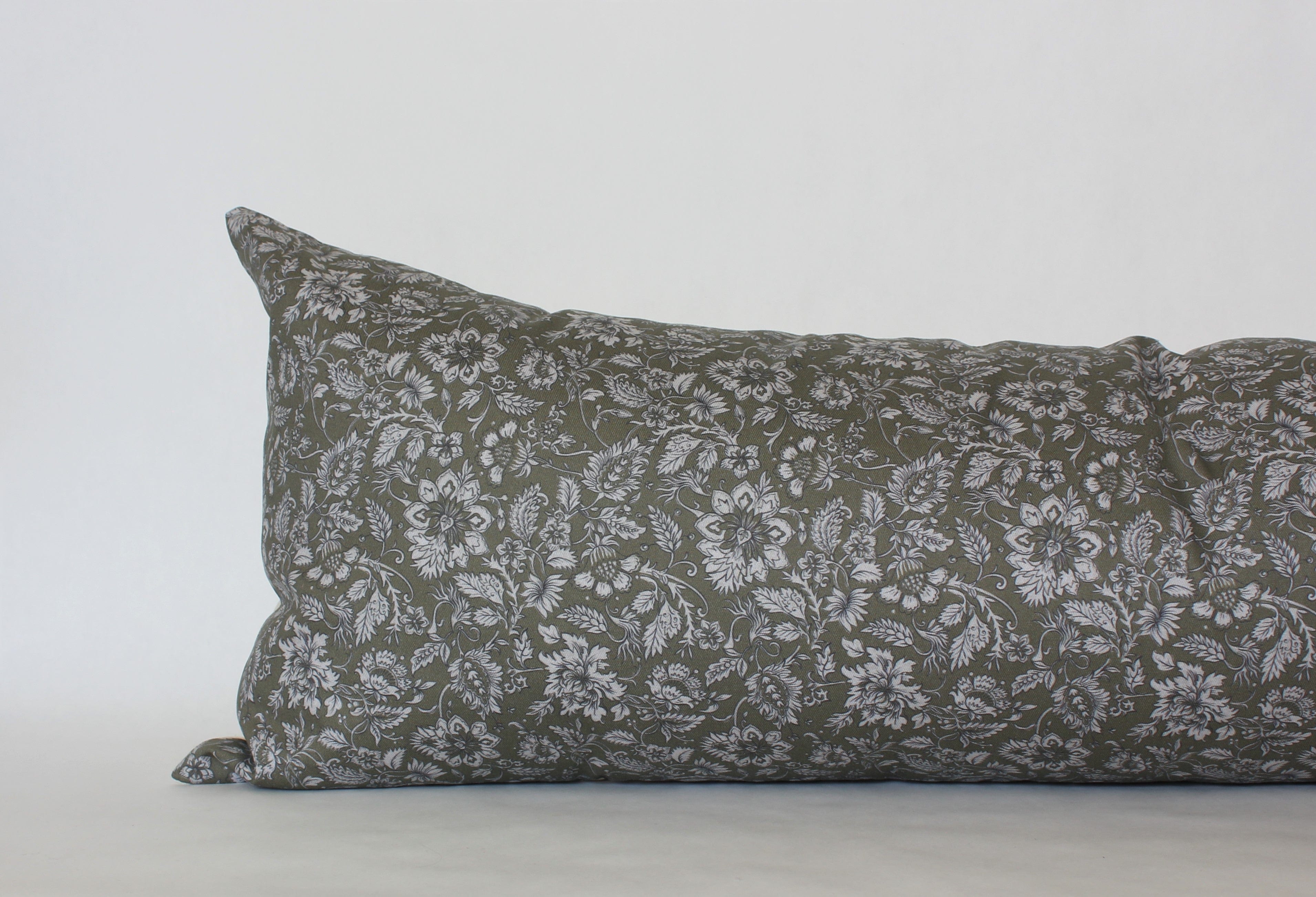 olive green long lumbar for bed