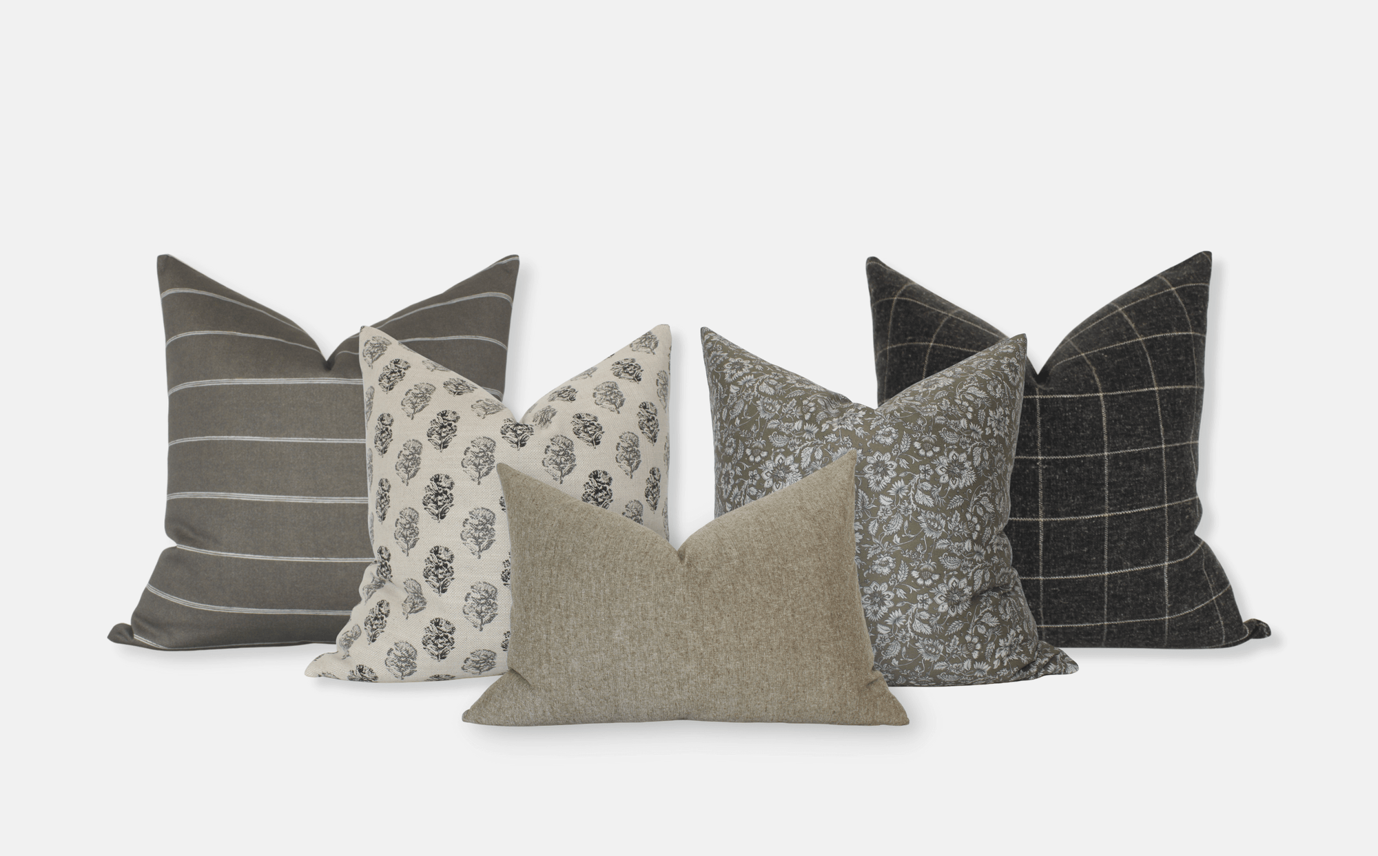 sofa pillow set brown green cream 